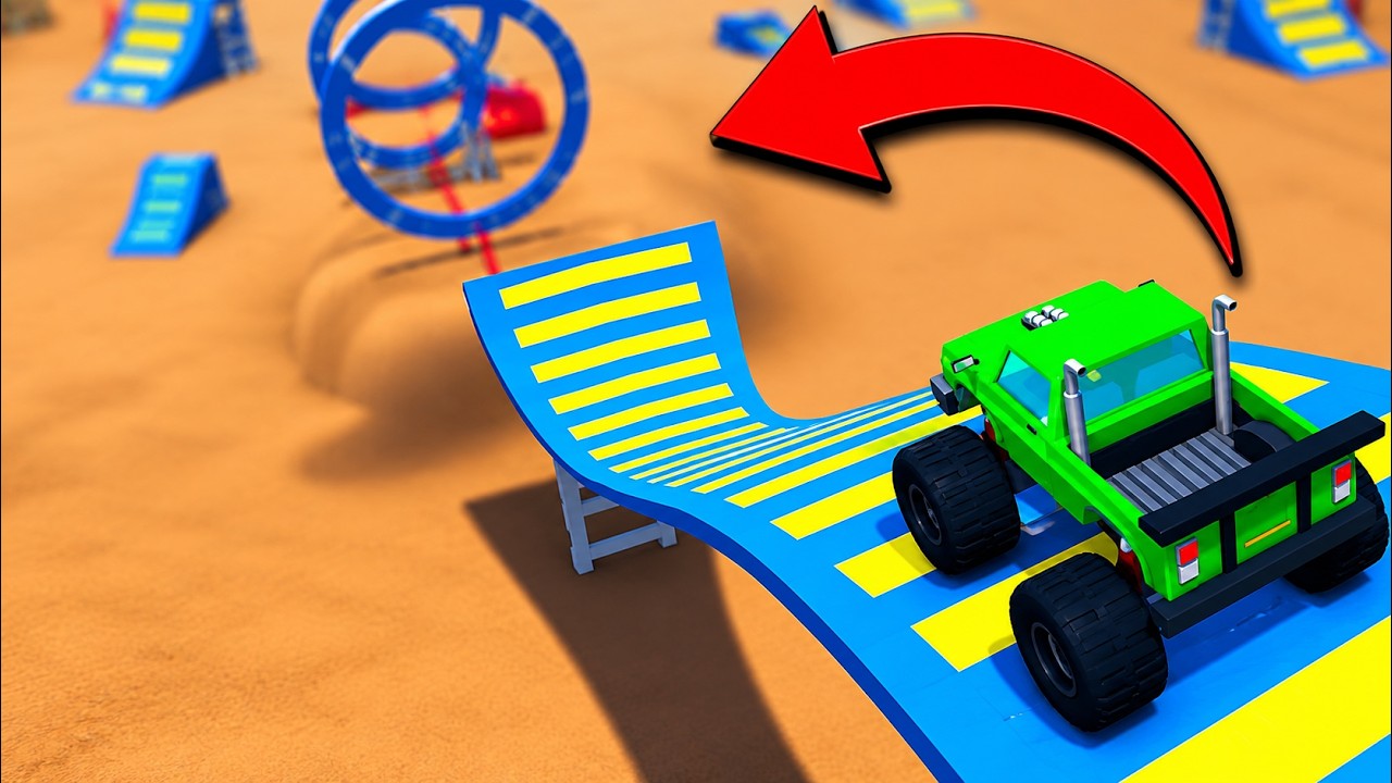 Monster Truck flies off ramp at a STUNT SHOW! (Wobbly Life Multiplayer Gameplay)