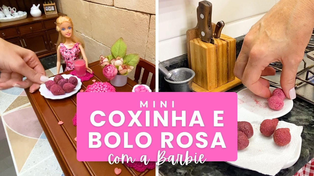 COMIDA EM MINIATURA | A BARBIE VISITOU A MINI COZINHA! 😱💗 | COXINHA E BOLO ROSA | A MINICOZINHA