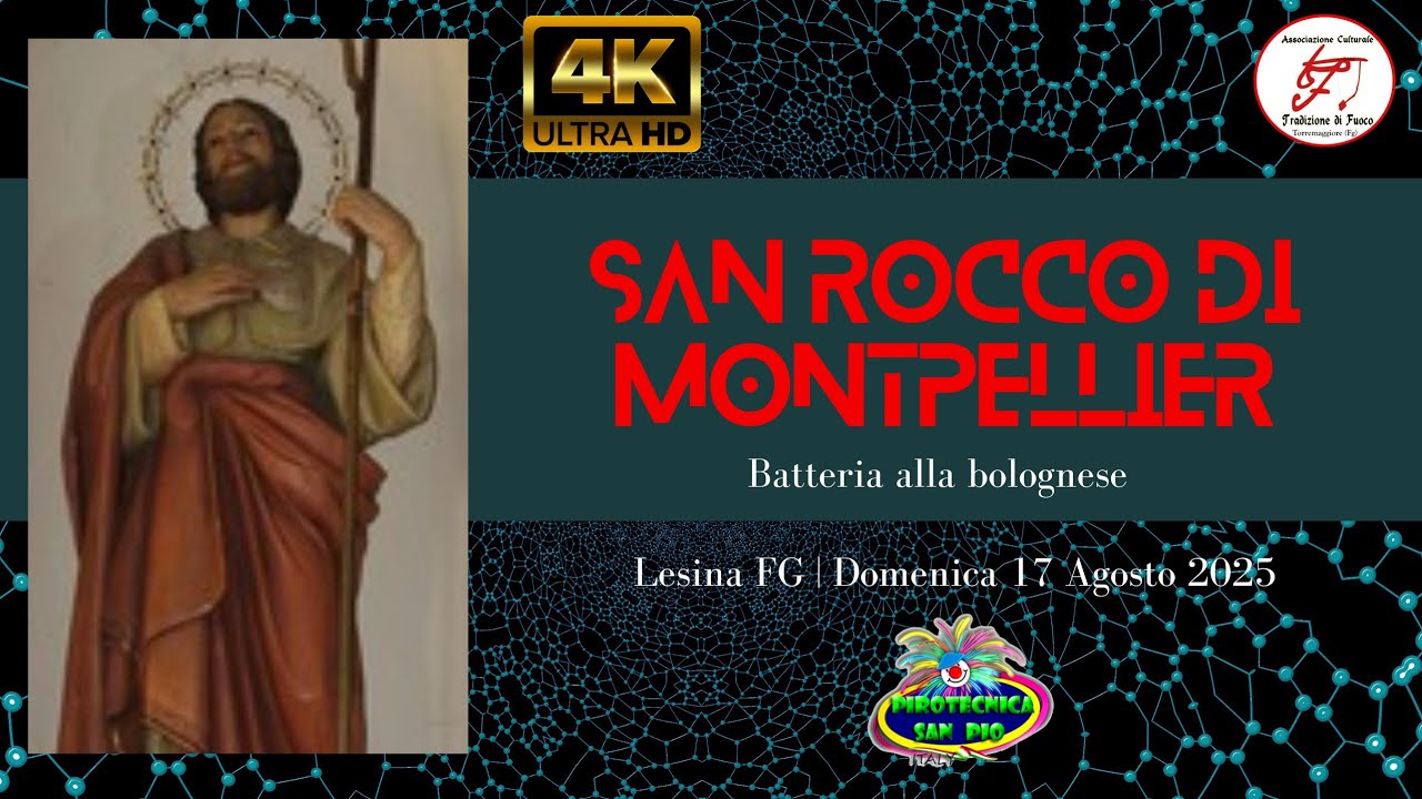 4K | Lesina FG | San Rocco 2025 | Batteria alla bolognese | Pirotecnica San Pio