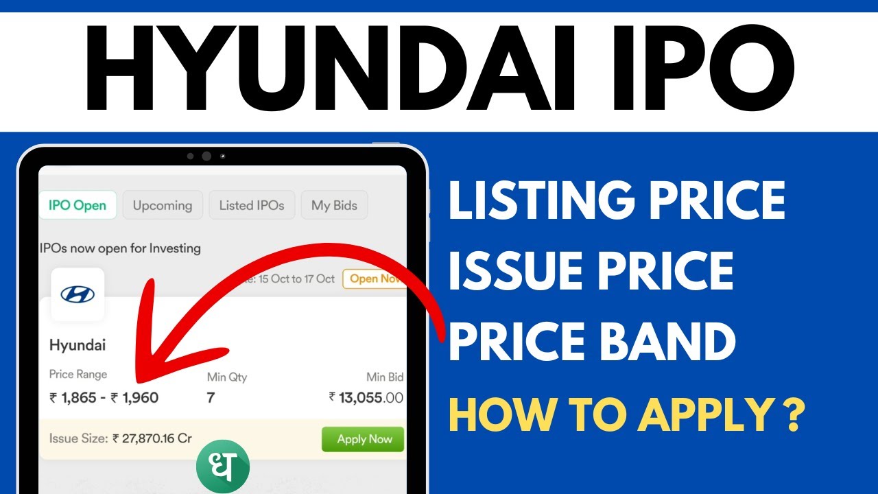Hyundai Motor IPO Details & How To Apply - Price Band, Listing Price, All India Details
