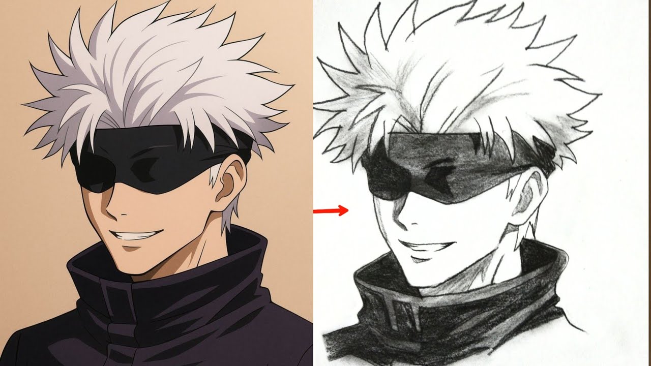 How to Draw Gojo Satoru Step by Step | Easy Jujutsu Kaisen Anime Drawing Tutorial for Beginners.