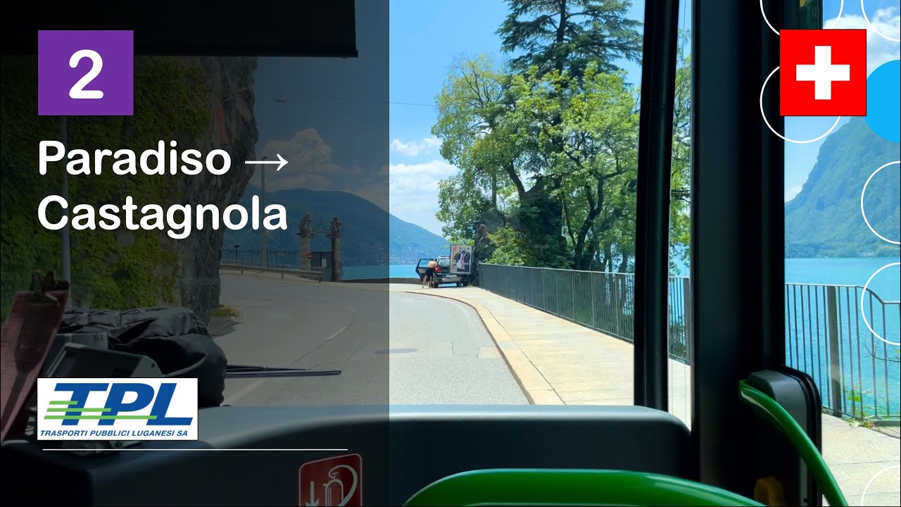 [4K] 🇨🇭 Cab Ride: TPL LUGANO BUS | 2: Paradiso → Castagnola | Mercedes-Benz Citaro I