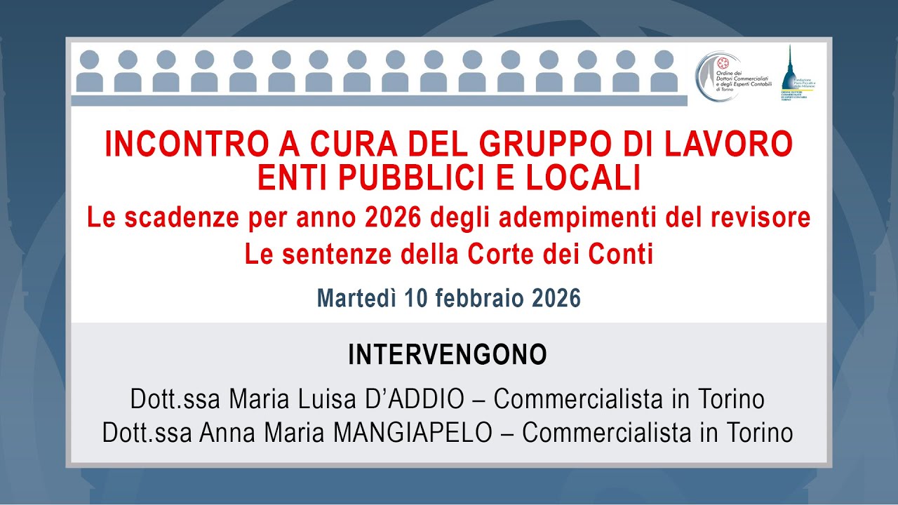 Incontro a cura del Gruppo di Lavoro Enti Pubblici e Locali