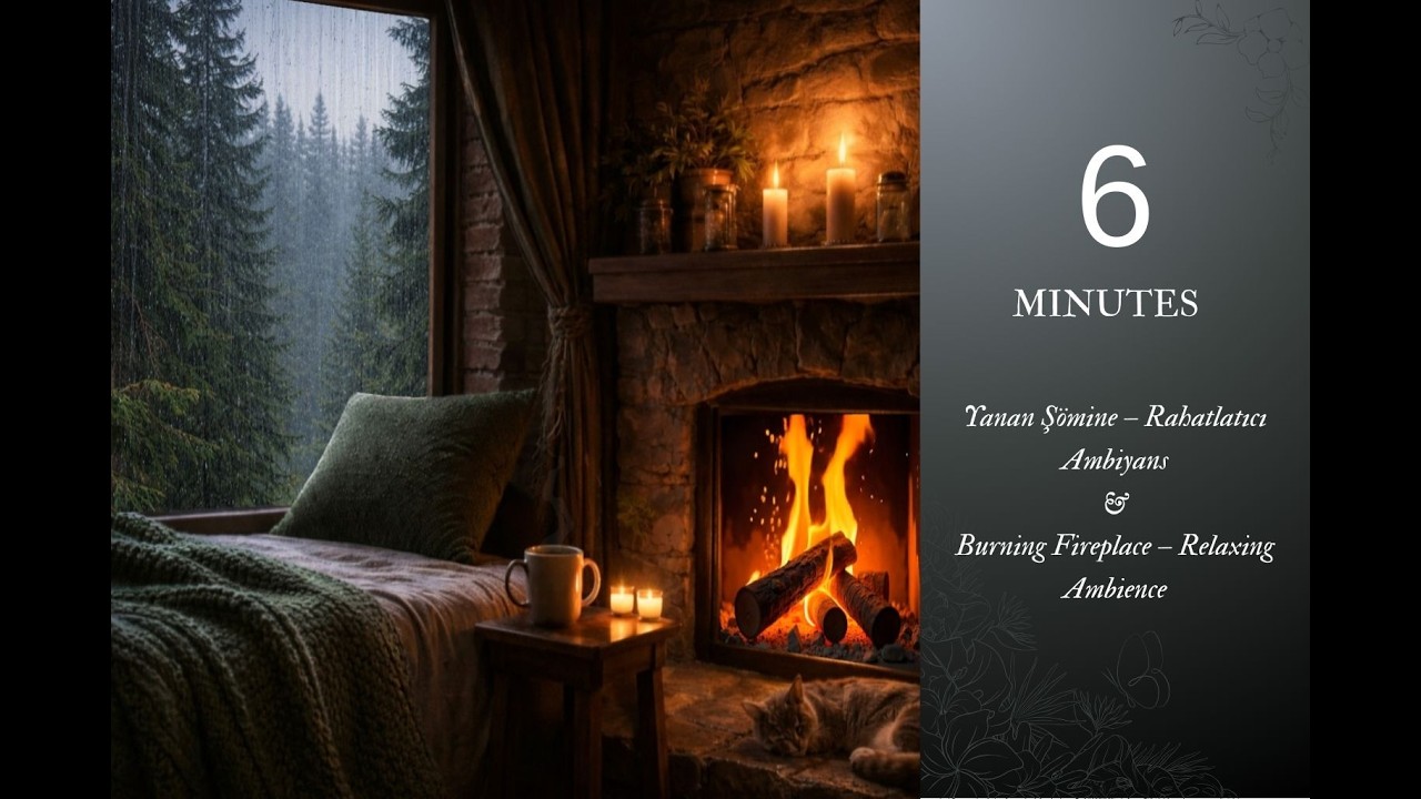 Yanan Şömine -Rahatlatıcı Ambiyans 🔥 Burning Fireplace -Relaxing Ambience #asmrvideos