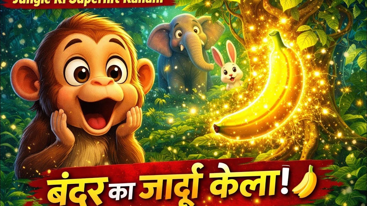 जंगल में मिला जादुई केला 😲🐒 | Bandar aur Janwar Ki Kahani | Hindi Cartoon