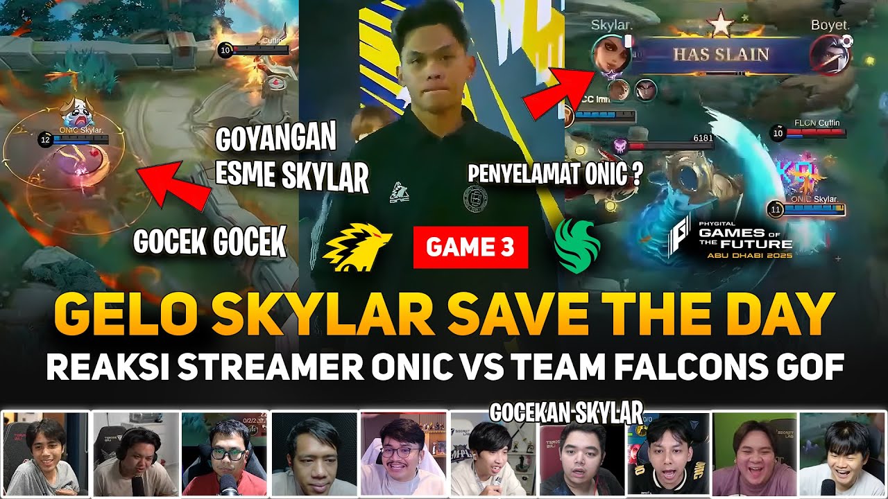 SKYLAR SAVE THE DAY 🔥 GOYANGAN ESME SKYLAR ! REAKSI STREAMER  ONIC VS TEAM FALCONS GAME 3 GOF