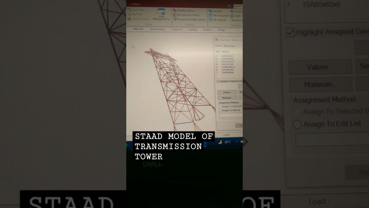 STAAD MODEL OF A TRANSMISSON TOWER FOR #civilengineering #btech #structuralengineering #staadpro