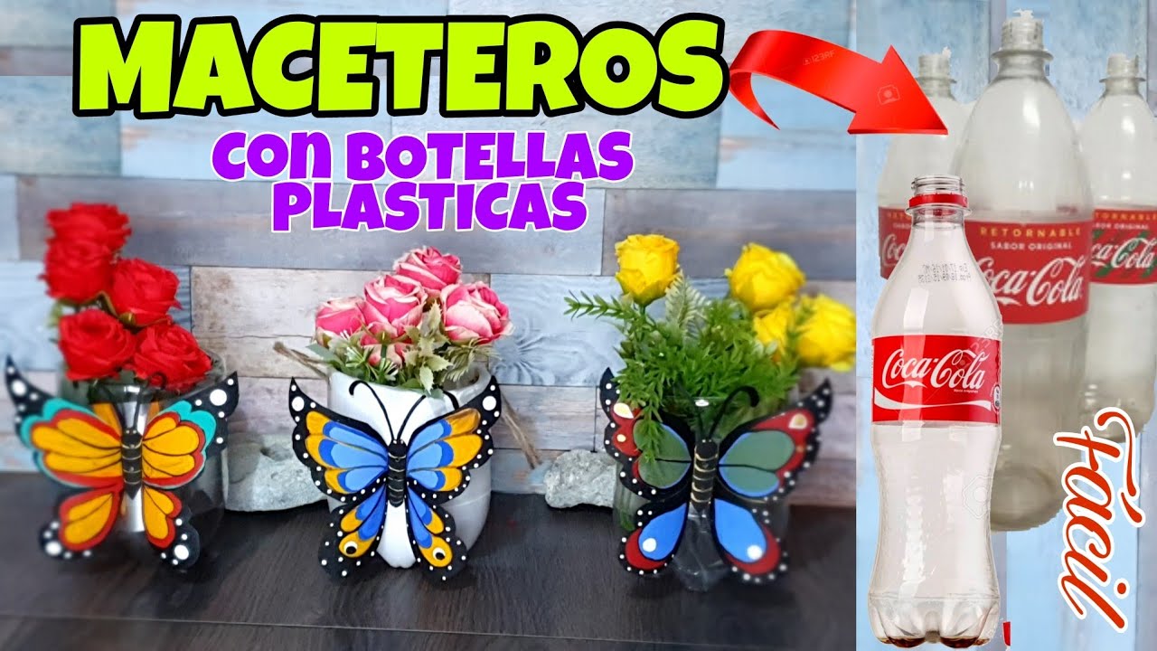 MACETEROS DE MARIPOSA🦋 Con BOTELLA DE REFRESCO Reciclada♻️ Fácil y Rápido