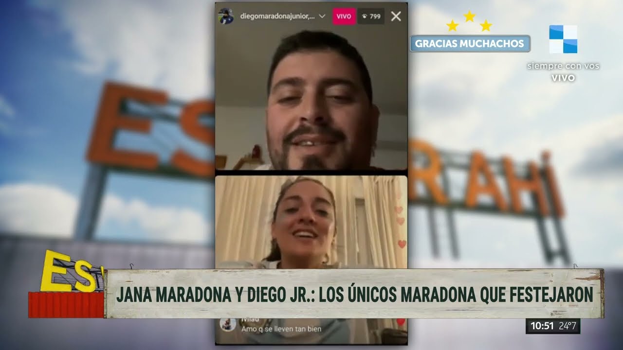 Jana Maradona y Diego Jr.: festejaron en un vivo