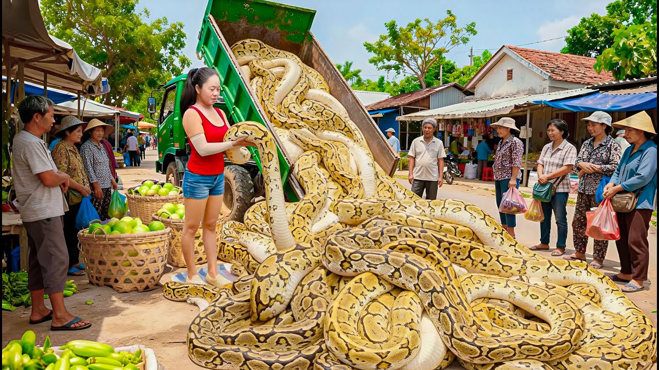 Harvesting Giant Wild Yam Pythons & Go to Market Sell | How Prehistoric Humans Harvest Giant Yam