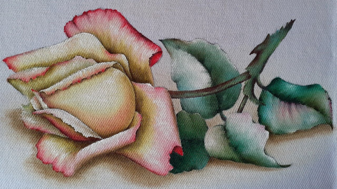 Pintura de botão de rosa amarelo