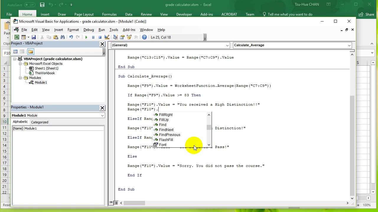 VBA Excel 2016 Lesson 7 - Elseif clause, With statement