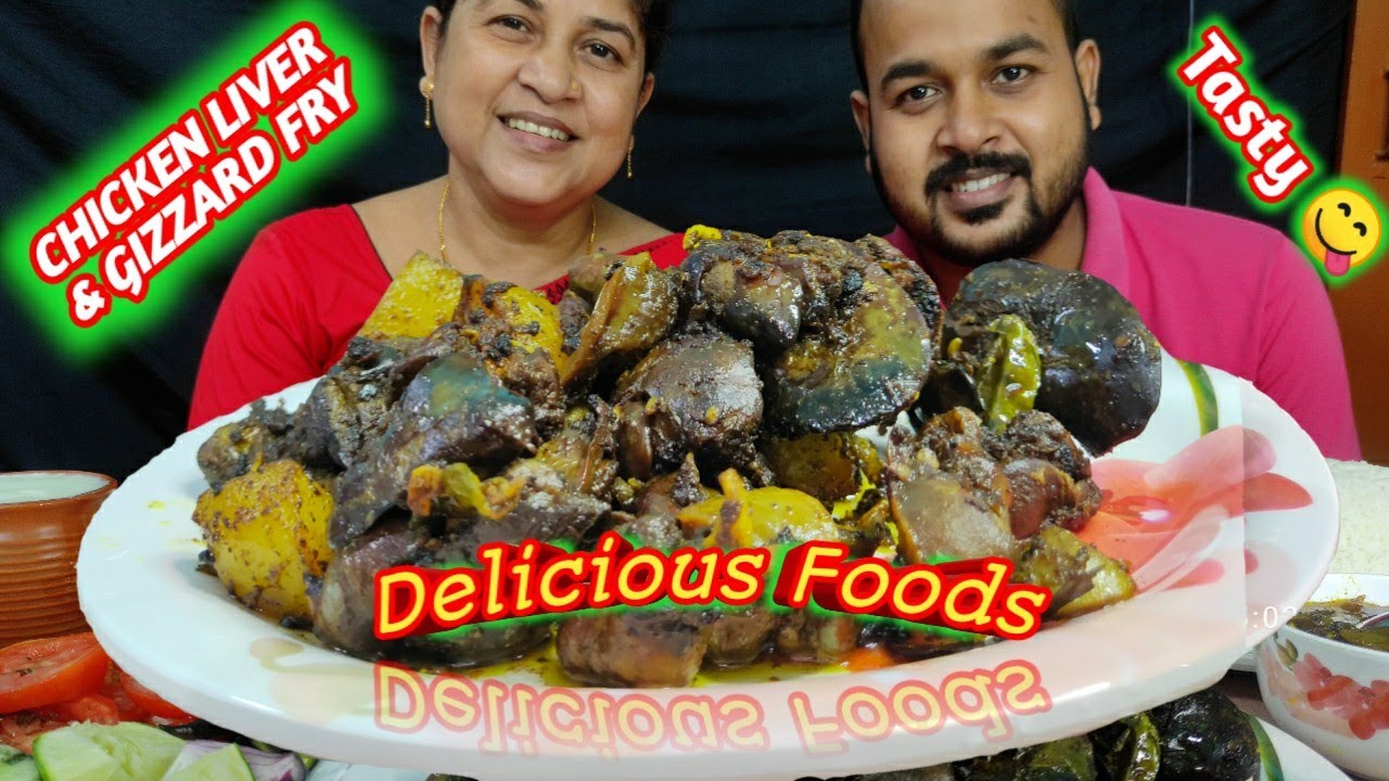 CHICKEN LIVER AND GIZZARD FRY WITH RICE,SALAD,CURD,KHEER EATING SHOW#ASMREATINGSHOW#Khaoni