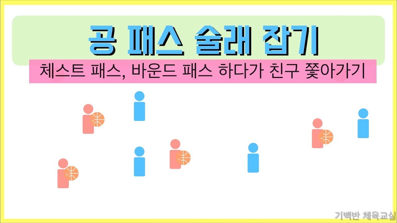 농구 패스 연습 | 공 패스 술래잡기 - 체스트 패스, 바운드 패스 하다가 친구 쫓아가기 | 초등체육 기백반체육교실