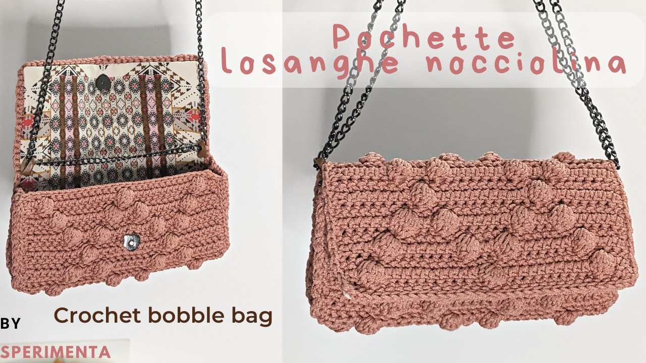 Pochette losanghe nocciolina - bobble stitch clutch bag