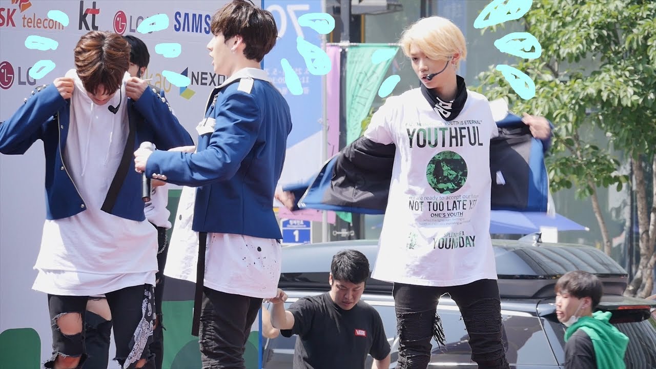 스트레이 키즈 Stray Kids : 무더운 날씨에 고생하는 스키즈 : 편집직캠 : u클린 청소년 콘서트 : 청계광장