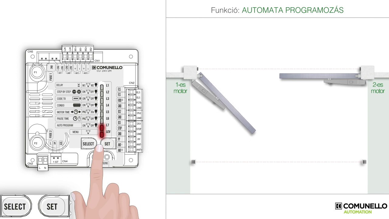 COMUNELLO szárnyaskapu gyorstelepítői útmutató ABACUS - AUTOMATA PROGRAMOZÁS