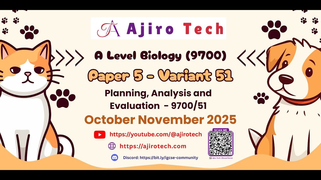 AS/A Level Biology (9700) Paper 5 Planning, Analysis and Evaluation October November 2025 Variant 51