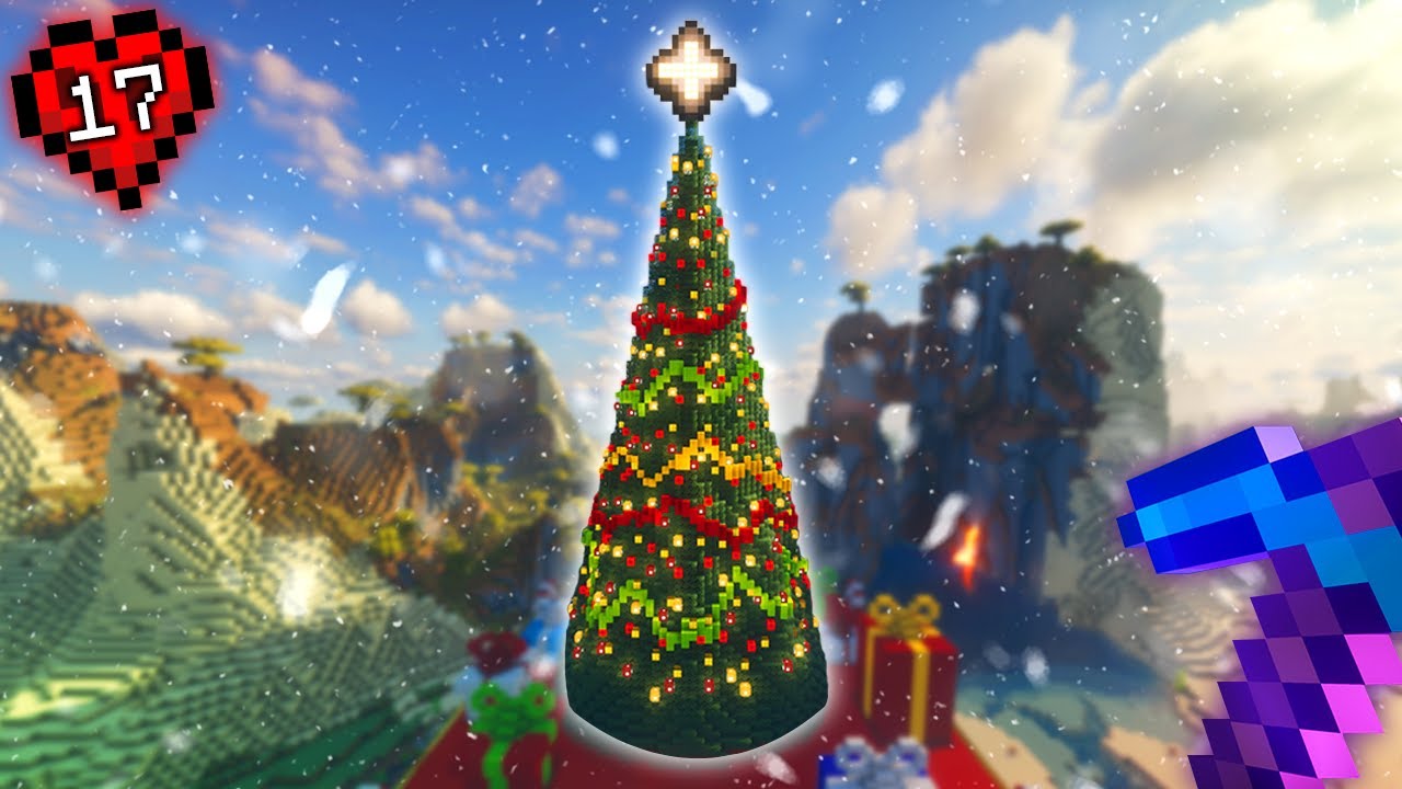 I Built A GIANT Christmas Tree In Hardcore Minecraft!