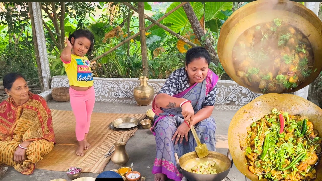 শোল মূলো আর চিংড়ির বাটি চচ্চড়ি সাথে জমিয়ে খাওয়া দাওয়া