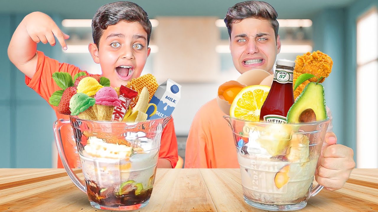 تقلعنا من البيت بسبب😡!! تحدي المشروب في الخلاط😱 دجاج مع شوكولاته !!🤢