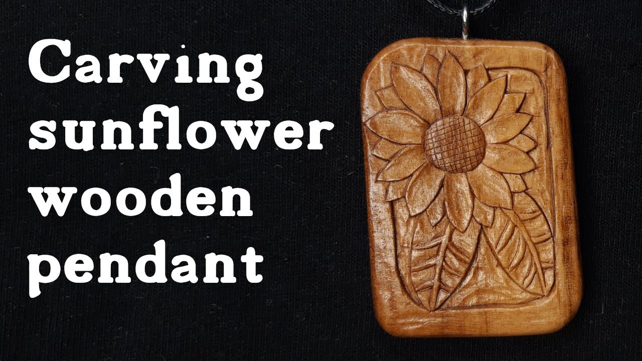 Carving sunflower wooden pendant