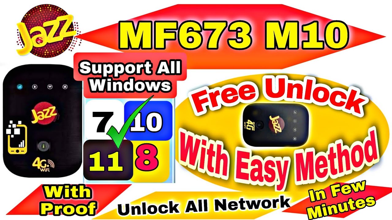 Jazz 4G MF673 Unlock free | Jazz LTE Black Cloud 4G MF673 M10 Unlock ALL SIM 1000% |final solution