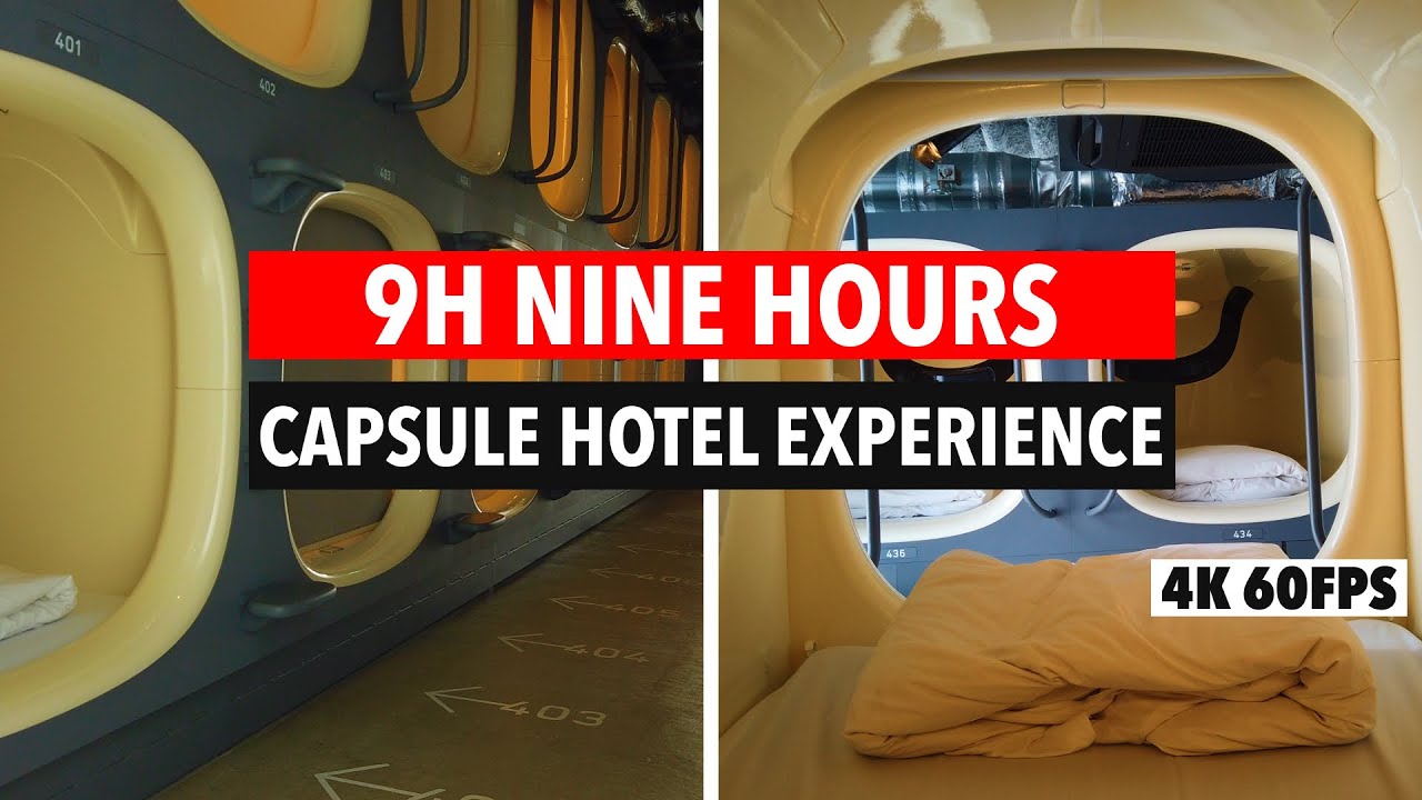 9h Nine Hours Capsule Hotel | Дешевый и просторный отель в Токио, Япония | 4K 60FPS