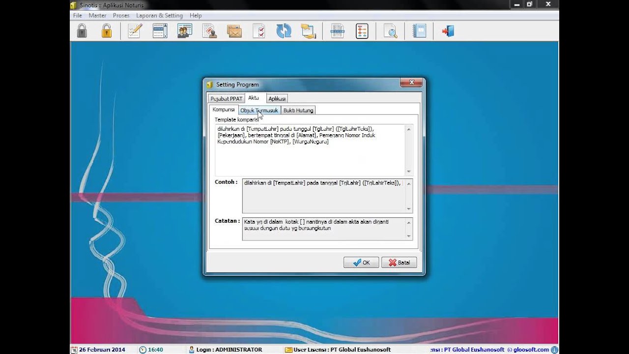 Software-Aplikasi-Notaris-Sinotis-Tutorial- Setting   Setting Program