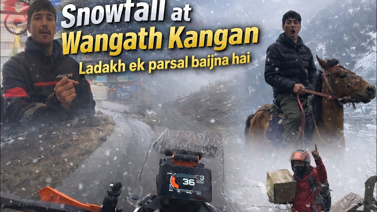 Heavy Snowfall at Wangath Kangan ❄️ | Risky Parcel Mission to Ladakh 🏔️ 