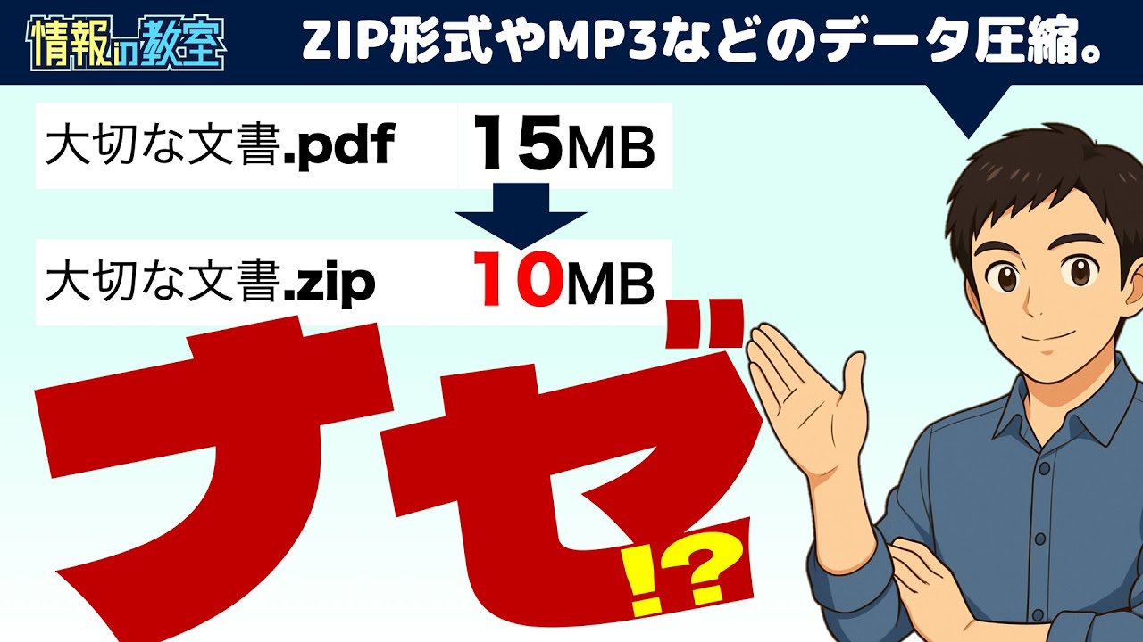 【圧縮】ファイルサイズが小さくなる仕組み | ZIP・MP3・JPEGの原理をやさしく解説！