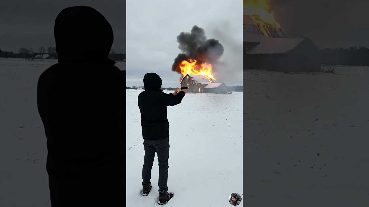 Brave Old Woman Risks Her Life to Rescue Animals from Fire in the Icy Winter