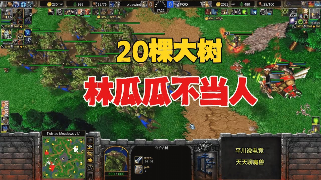 火药味十足，20棵大树，林瓜瓜不当人！魔兽争霸3