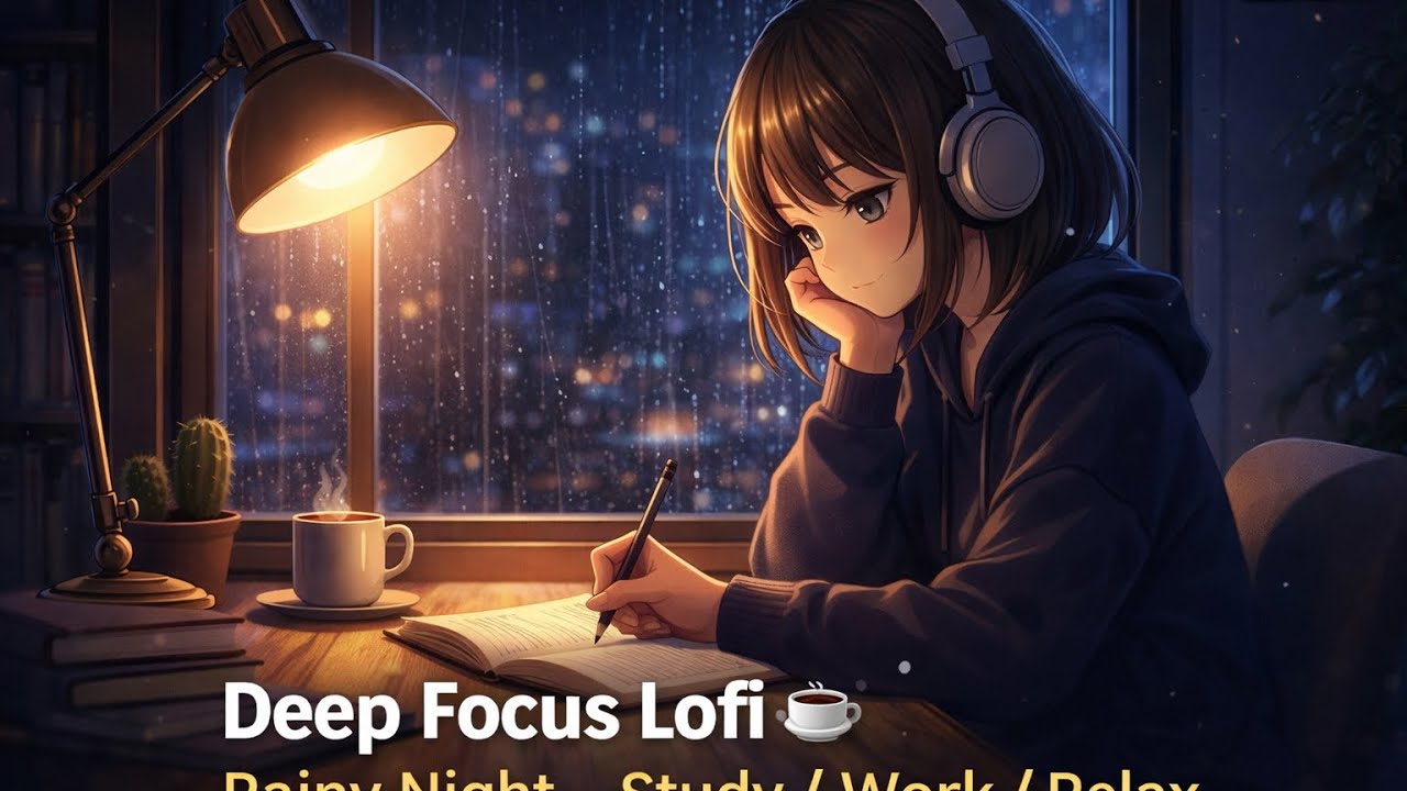 Deep Focus Lofi ☕ Rainy Night – Study / Work / Relax