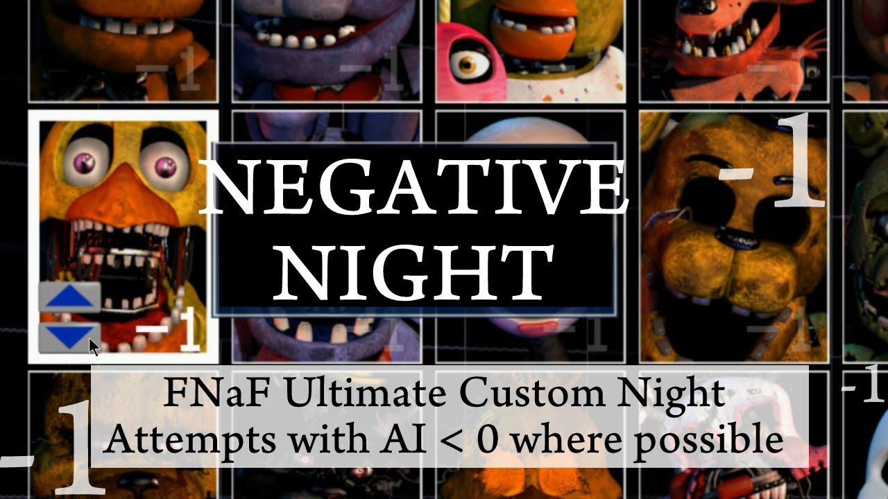 FNaF Ultimate Custom Night &mdash; Negative Night (все аниматроники с ИИ на -1 и -2, где это возможно)