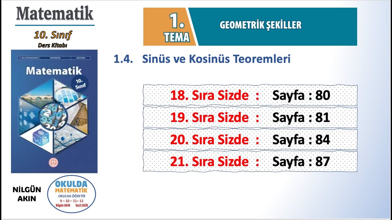 10.Sınıf Matematik, 1.Tema, 18-19-20-21. Sıra Sizde Soru Çözümleri (Sayfa:80,81,84,87)