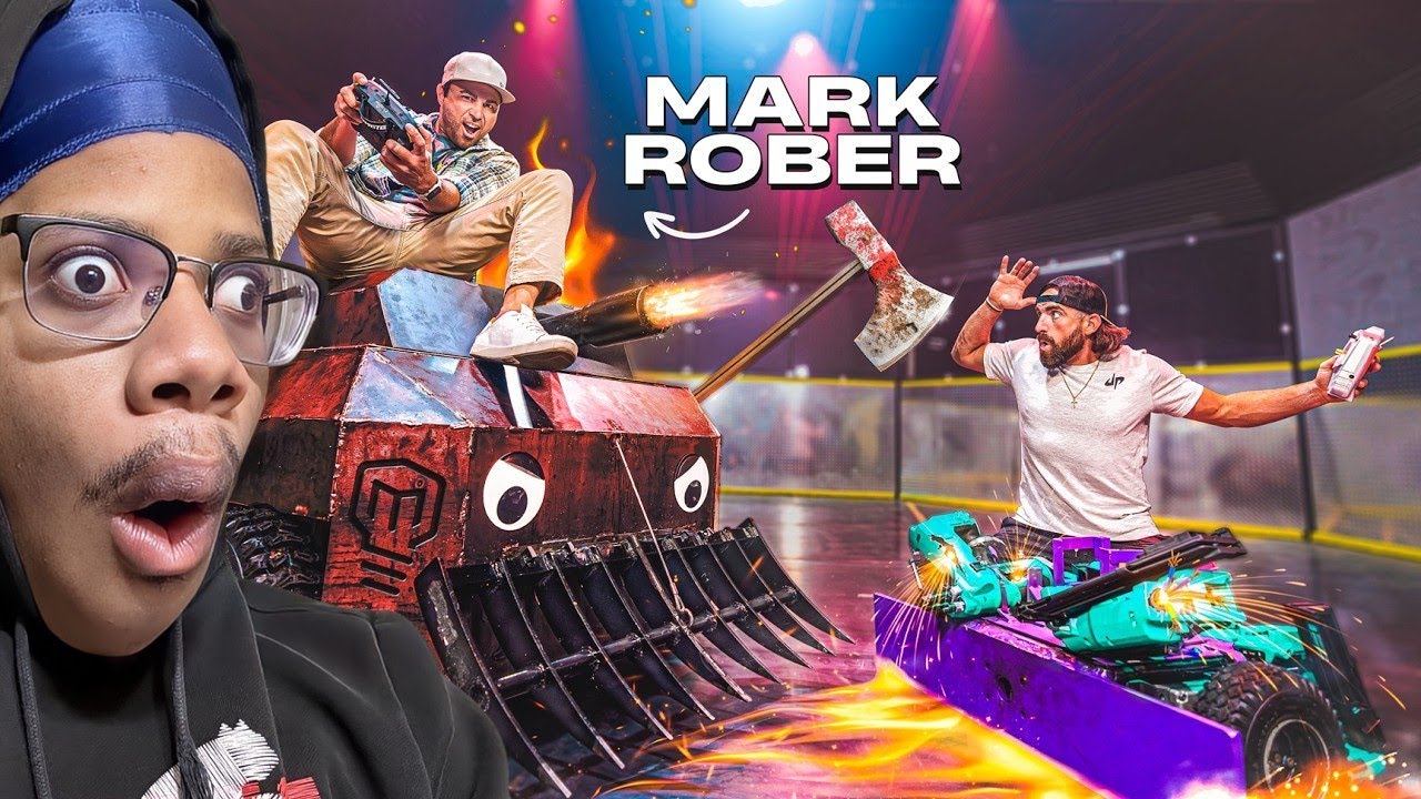 Reacting to Dude Perfect vs Mark Rober: Battle Bots