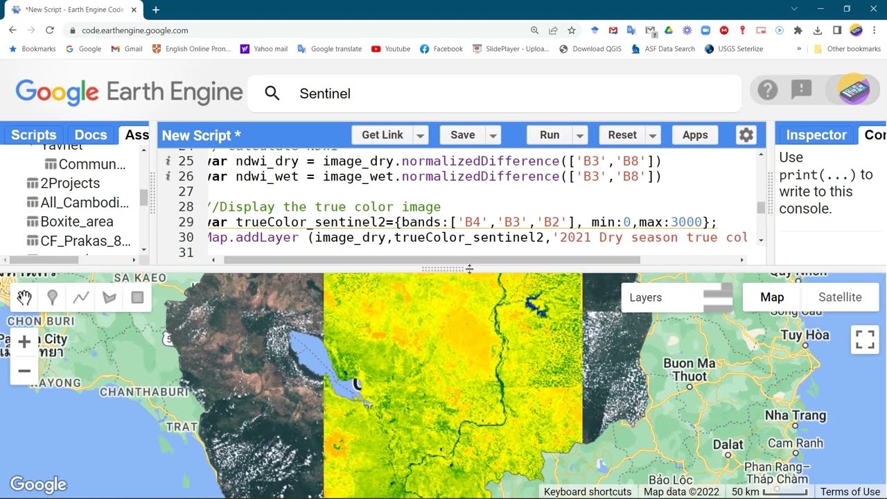 Calculate  Normalized Difference Water Index (NDWI) with Google Earth Engine using Sentinel 2