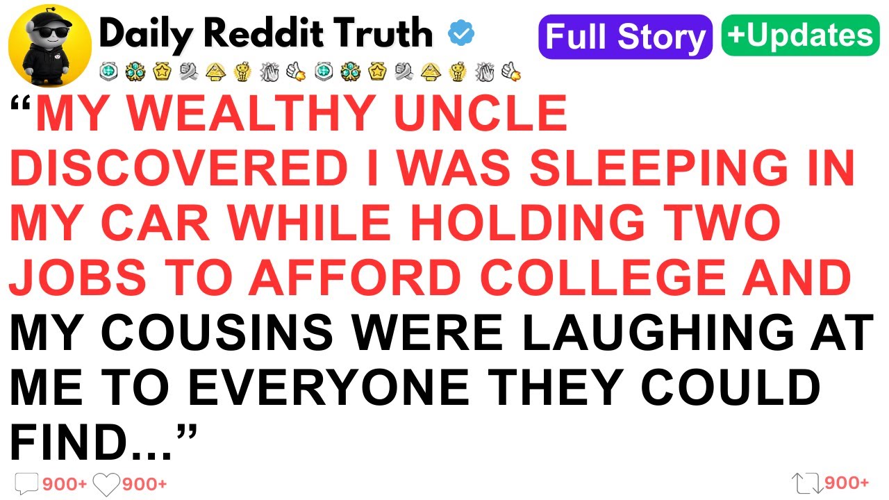 (Full Story)My wealthy uncle discovered I was sleeping in my car while holding two...