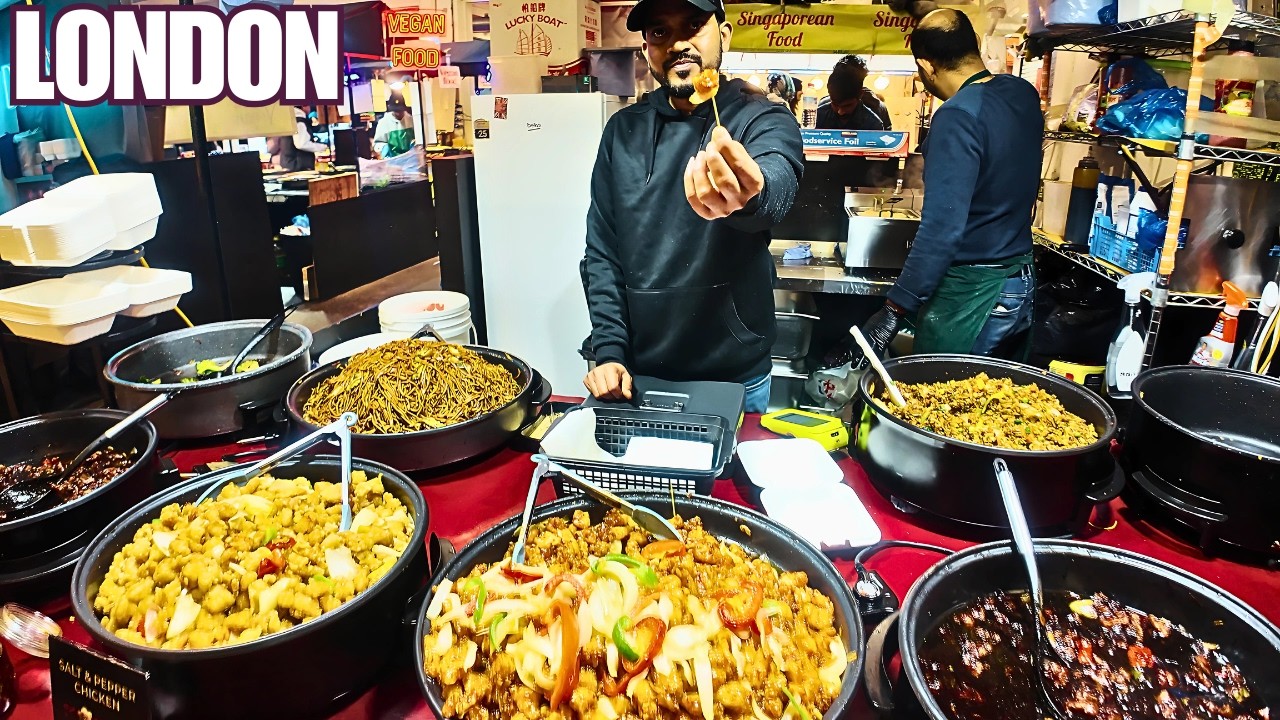 LONDON STREET FOOD TOUR 🇬🇧 | BRICK LANE FOOD MARKET | BEST STREET FOOD IN LONDON | 4K