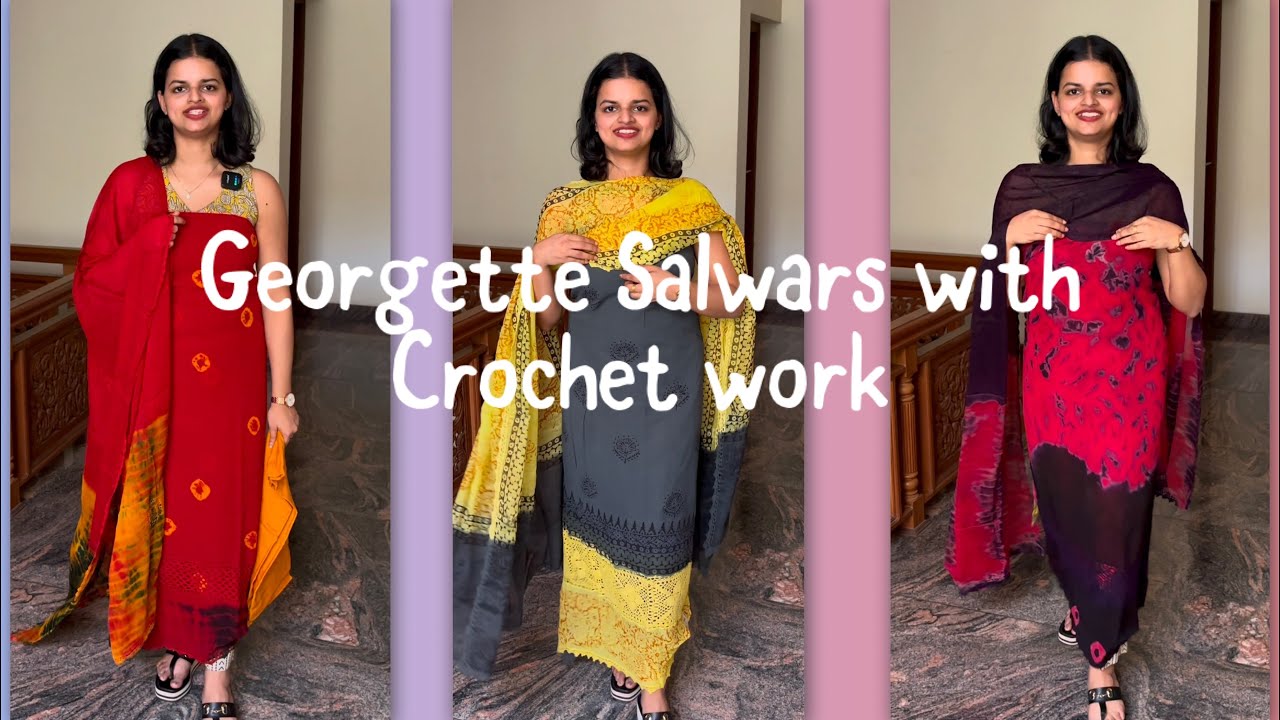 EPI 428|HANDBLOCKED GEORGETTE SUITS|BANDHINI|TIE N DYE PRINTS|CROCHET LACE#georgette  @curatedvault