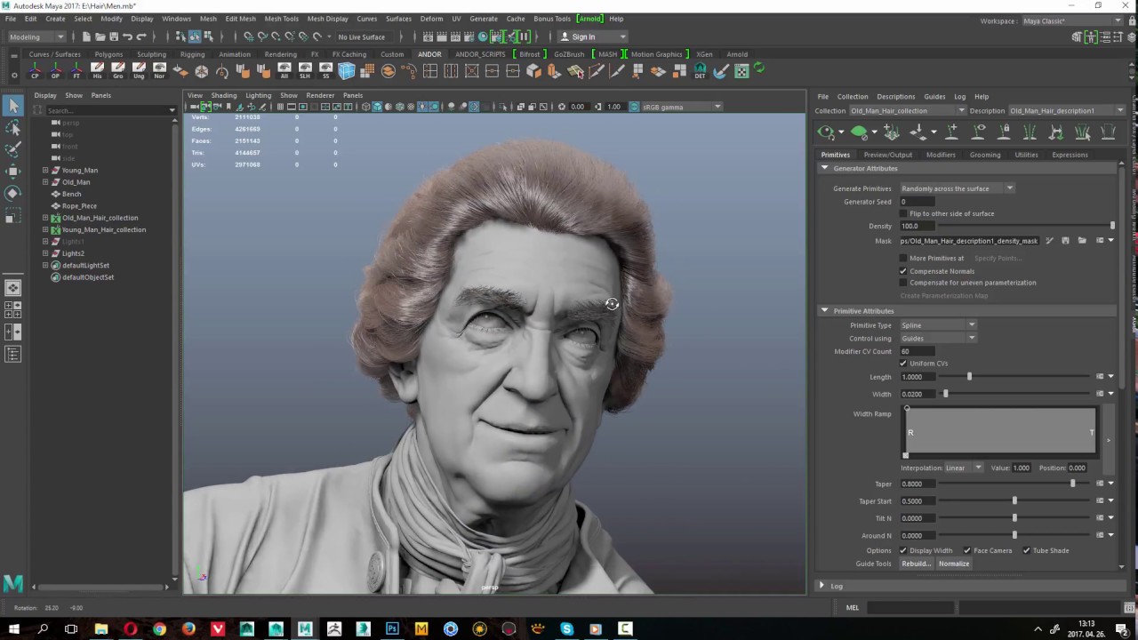 Maya - XGen Hair Converting to Geometry with Curve to Tube mesh