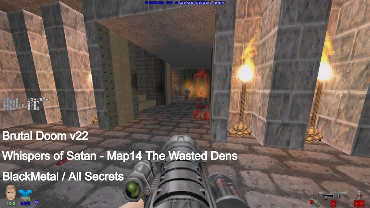 Brutal Doom v22 - Whispers of Satan Map14 The Wasted Dens (All Secrets)