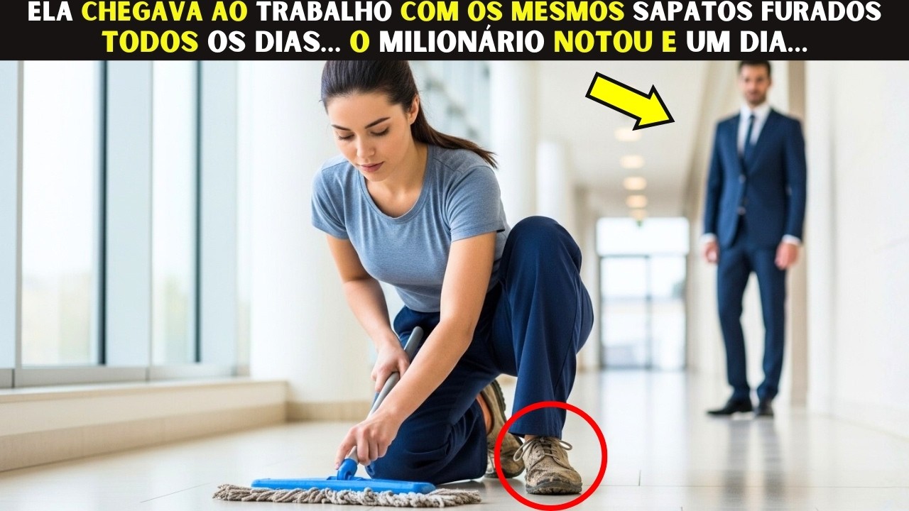 Ela chegava ao trabalho com os mesmos sapatos furados todos os dias… o Milionário notou e um dia…