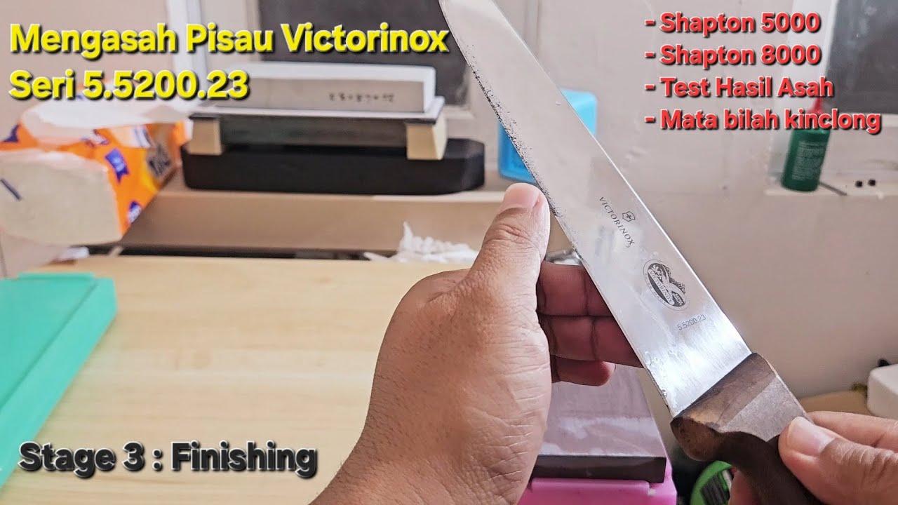 Stage 3 : Finishing, Sharpening Victorinox Knife With Whetstone, using Shapton 5000 8000.