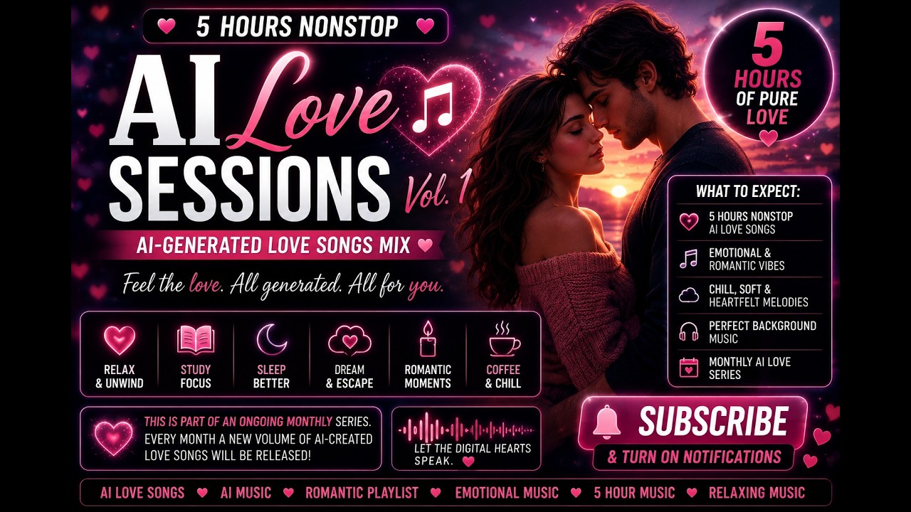 AI Love Sessions Vol. 1 💖 | 5 Hours of Emotional AI Love Songs | Relaxing Romantic Music 2026