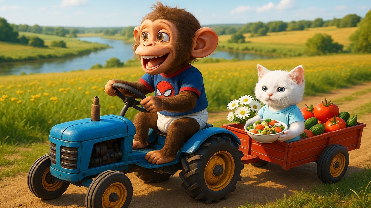 Monkey iZi Drives Tractor Through Flood to Rescue Kittens and Harvest Apples & Cabbages 🌊🚜