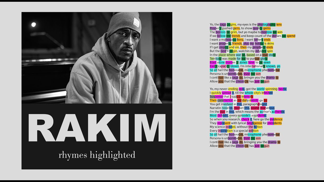 Rakim - The Saga Begins - Verse 1 & 2 - Lyrics, Rhymes Highlighted (145)
