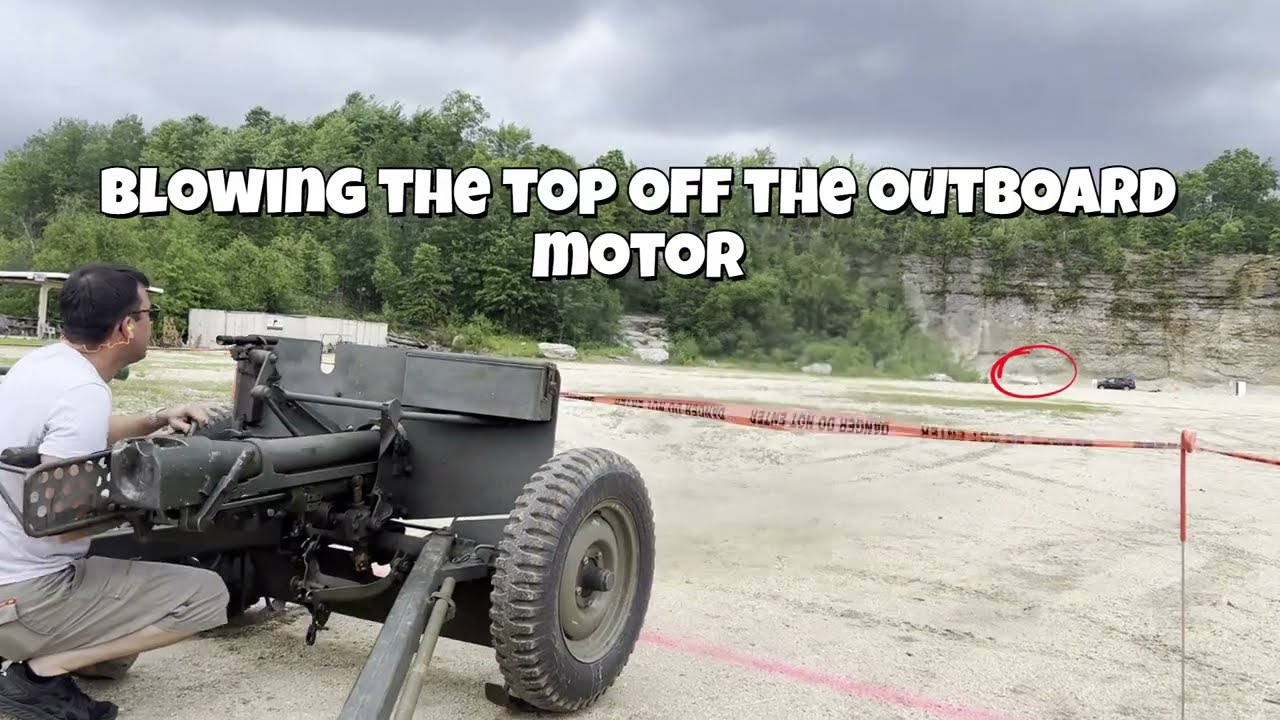 Shooting a cannon at a boat and a car - with a WWII M3A1 37mm anti tank gun