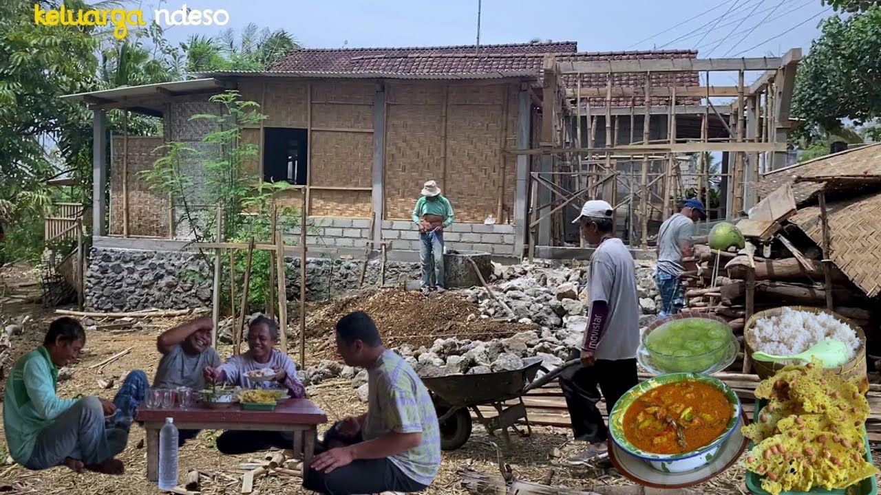 masak request an pak tukang, lodeh pedas teri Pete tempe,peyek kacang, masakan desa, makan bersama